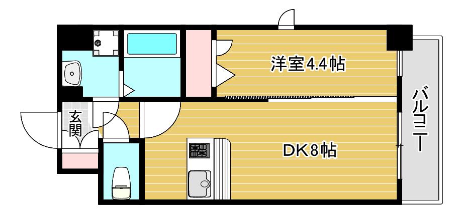 エスリード中之島クロスゲート(1LDK/2階)の間取り写真