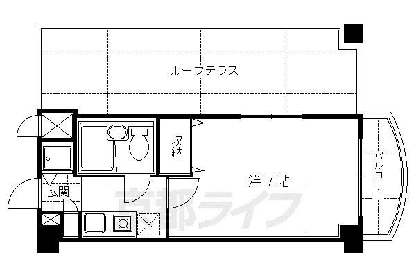 パラドール伏見(1K/4階)の間取り写真