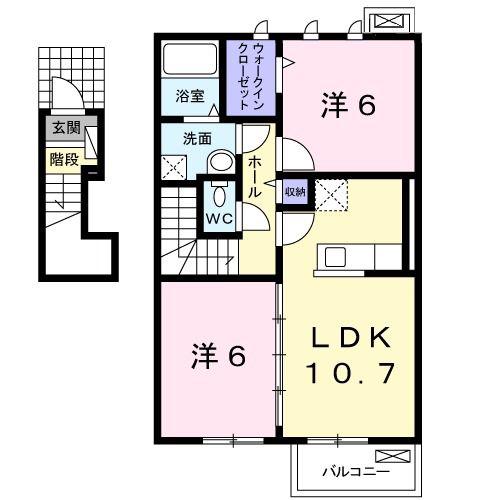 エムズ サニー ガーデン VIII(2LDK/2階)の間取り写真
