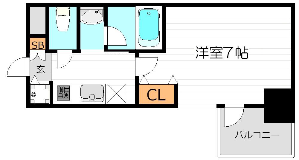 アスヴェル南森町(1K/6階)の間取り写真