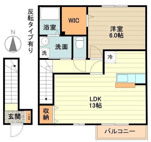 ジュネックスA(1LDK/2階)の間取り写真