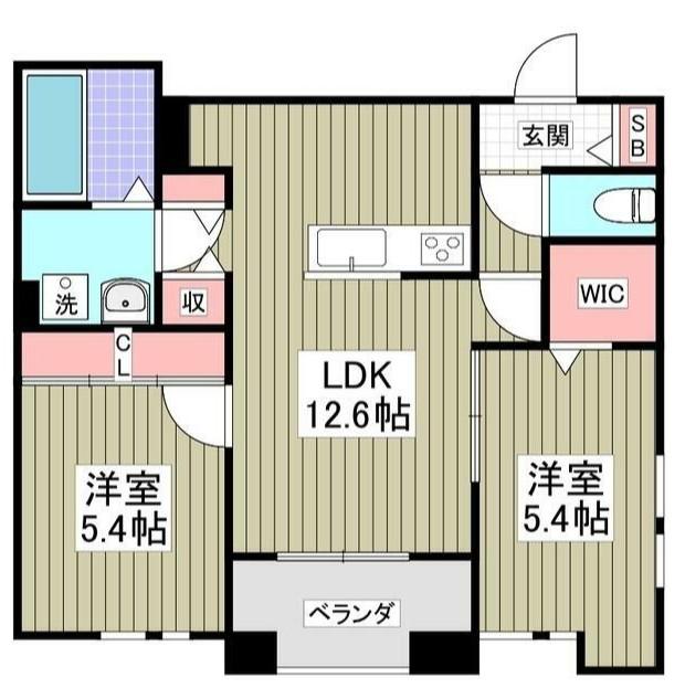 ブリーズコート扇橋(2LDK/2階)の間取り写真