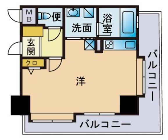 アクタス薬院Ⅱ(ワンルーム/9階)の間取り写真