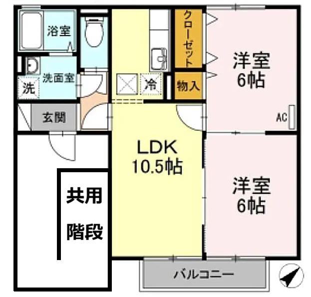 メゾン・ド・ポンパドール(2LDK/2階)の間取り写真