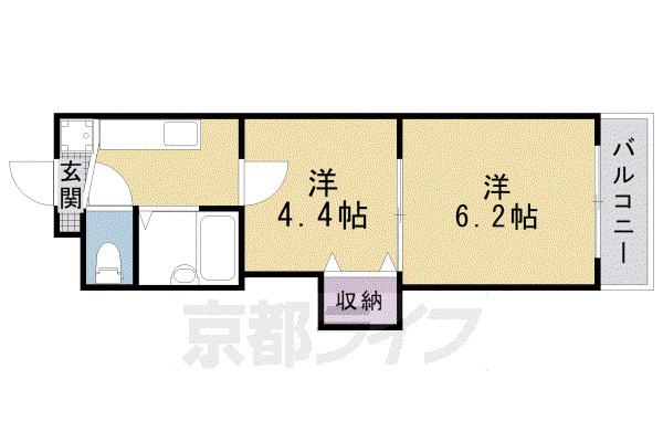 アビタ御所南(2K/2階)の間取り写真