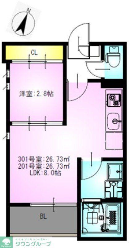 R-SMART柏(1LDK/3階)の間取り写真
