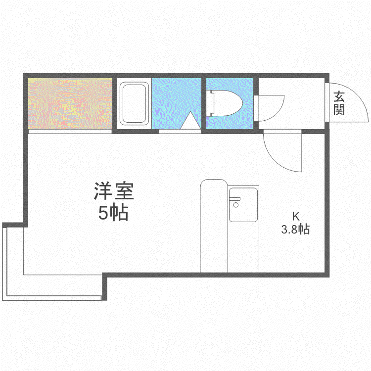 イオボヌール新札幌(1K/3階)の間取り写真
