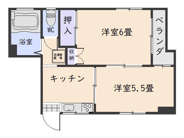 YAMATO BLD(2K/5階)の間取り写真