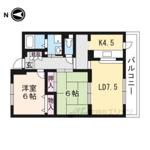 ドゥ・エスポワール(2LDK/2階)の間取り写真