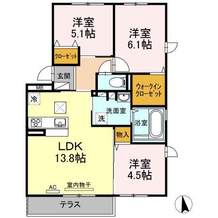 セレスト・パレ(3LDK/1階)の間取り写真
