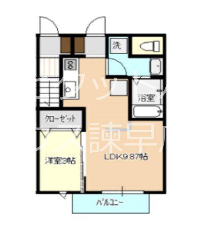 LA FONTE松里B棟(1LDK/1階)の間取り写真