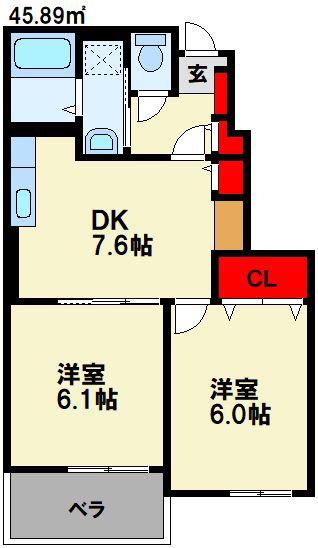 グランベル 和田(2DK/1階)の間取り写真