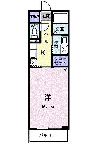 流川グランフォート(1K/2階)の間取り写真