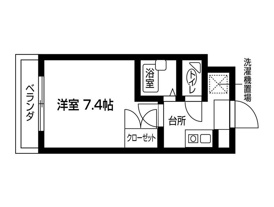 カレッジスクエア日野(1K/2階)の間取り写真
