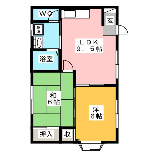 サンシャインI(2DK/1階)の間取り写真