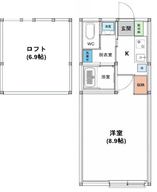 REVIO陣屋(1K/2階)の間取り写真