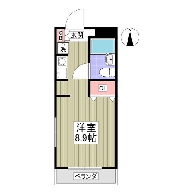 草加TSハウス(ワンルーム/2階)の間取り写真