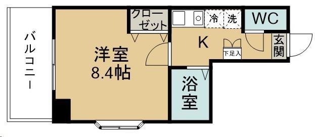 グランドシャリオ(1K/4階)の間取り写真