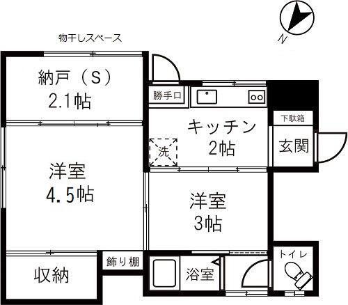 ハレバレ(2SK/1階)の間取り写真