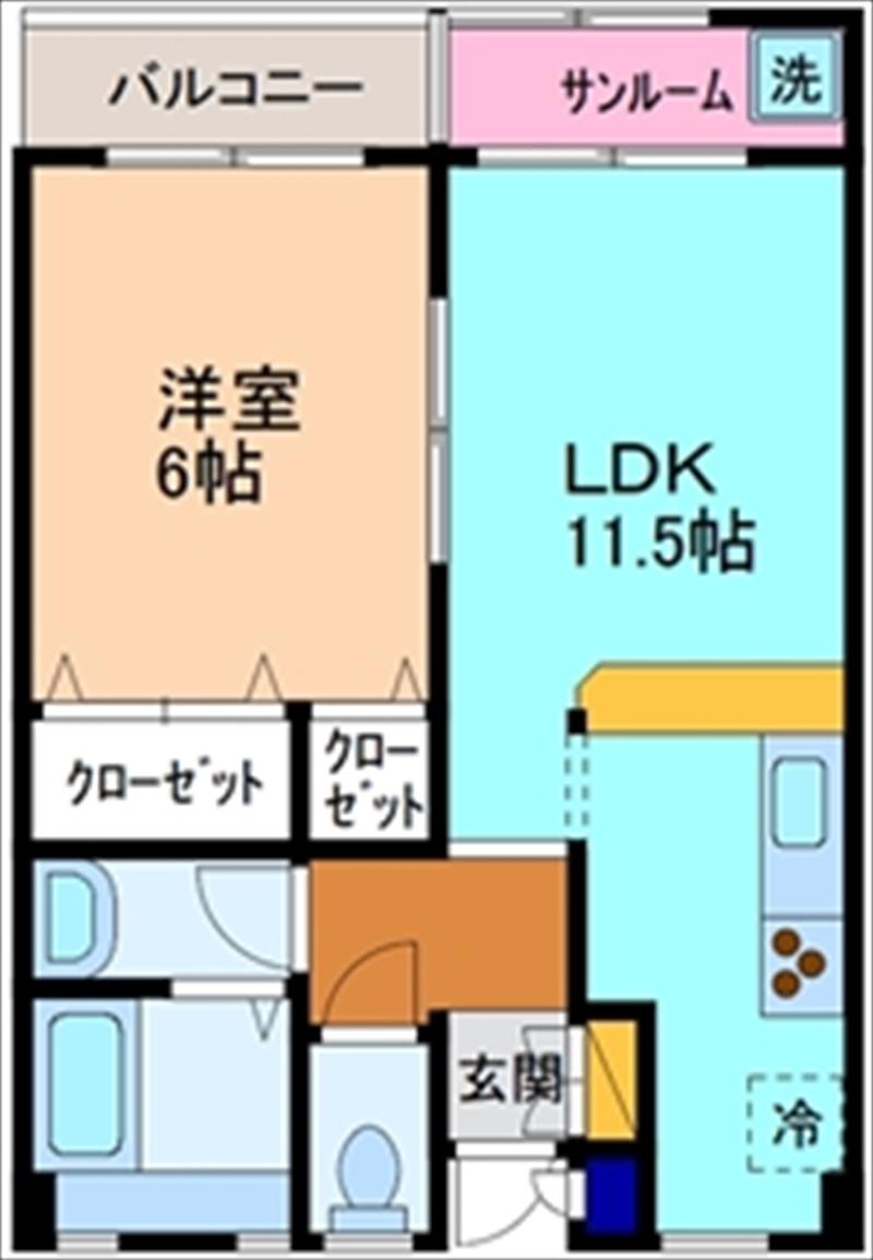 フローリッシュはじめ(1LDK/1階)の間取り写真