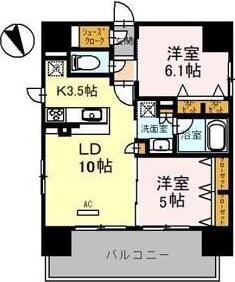 プレサンス四天王寺(2LDK/12階)の間取り写真