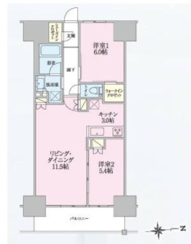 トラープランド翠命館(2LDK/6階)の間取り写真