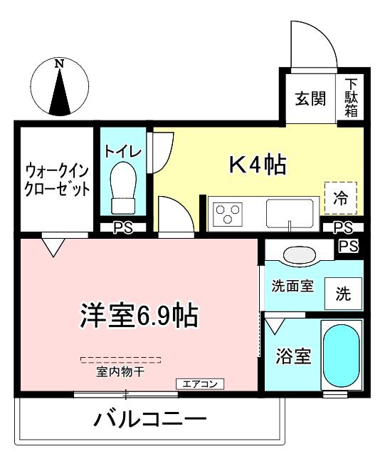 ノイエ武蔵小杉(1K/2階)の間取り写真