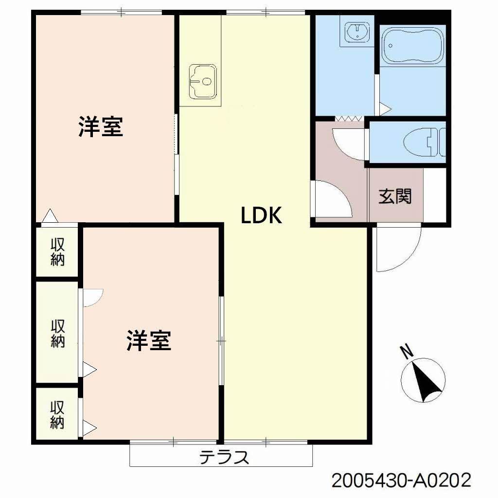 サンシャインハイツA(2LDK/2階)の間取り写真
