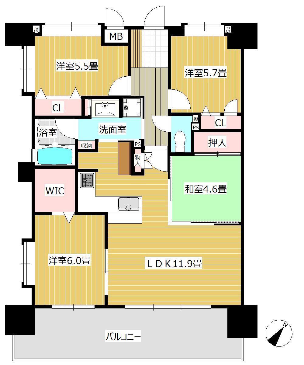 エバーライフ久留米南(4LDK/3階)の間取り写真