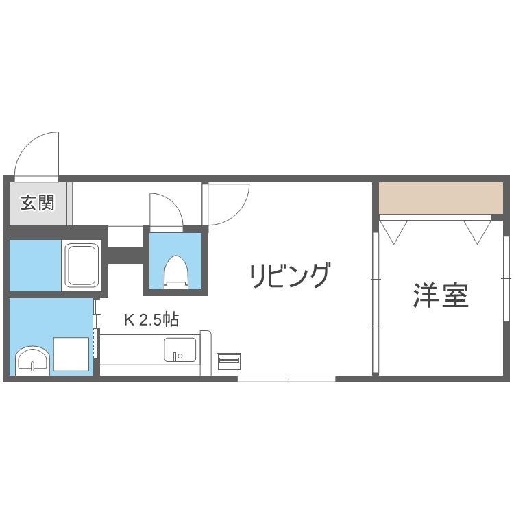 セカンドアベニューA(1DK/1階)の間取り写真