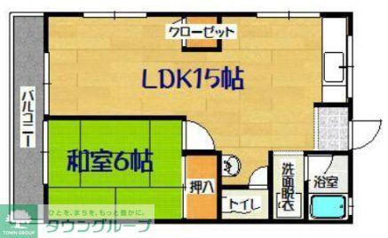 中村ハイツ(1LDK/2階)の間取り写真