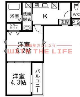 花畑プレミア(2K/1階)の間取り写真
