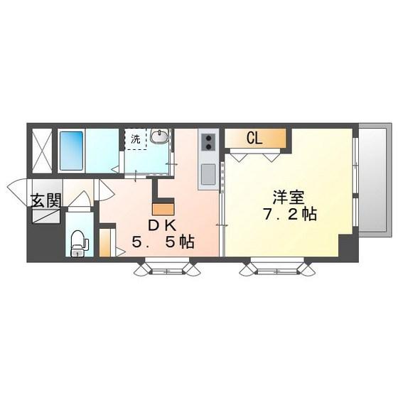 ラフィーネ大供(1DK/4階)の間取り写真