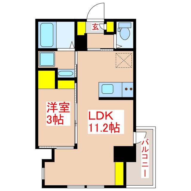 LANDMARK城西本通(1LDK/9階)の間取り写真