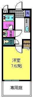 プリヴェイル吉井(1K/1階)の間取り写真