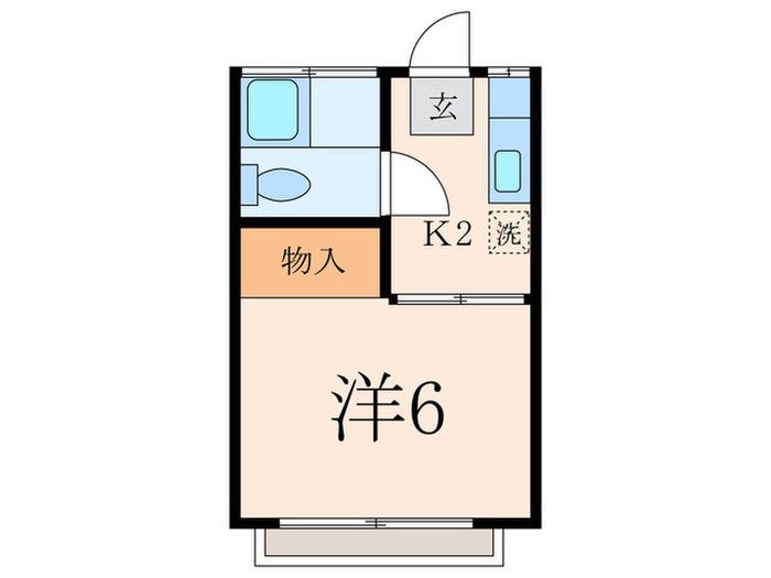 五本木ハイブリットB(1K/1階)の間取り写真
