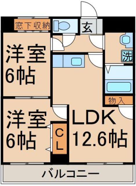 グラシューズ・レーブ(2LDK/2階)の間取り写真