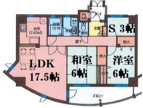 フィールトレイン(2SLDK/5階)の間取り写真