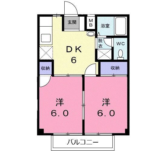 アーバンハイツ猪股(2DK/1階)の間取り写真