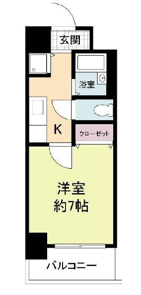 グラマシー心斎橋東(1K/5階)の間取り写真