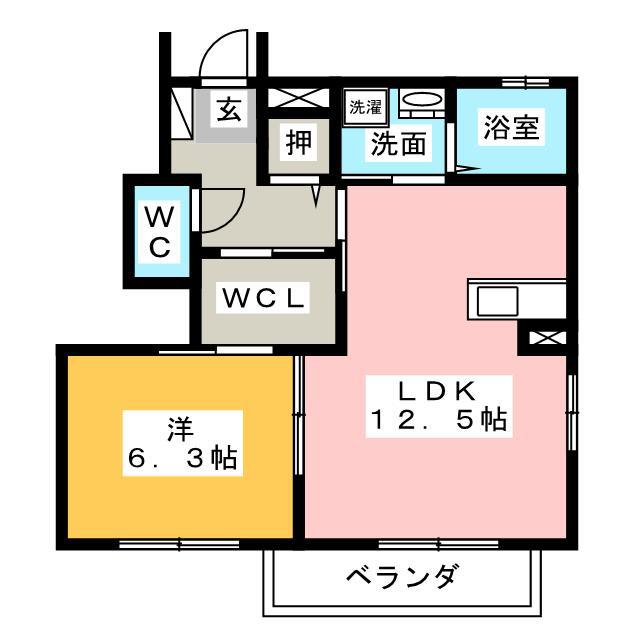 メゾン大和 B棟(1LDK/1階)の間取り写真