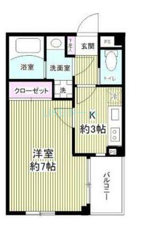 カーサ下総中山(1K/3階)の間取り写真