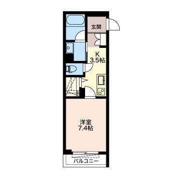 レヴェランス(1K/1階)の間取り写真