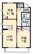 グランマスト福浜A棟(2LDK/1階)の間取り写真