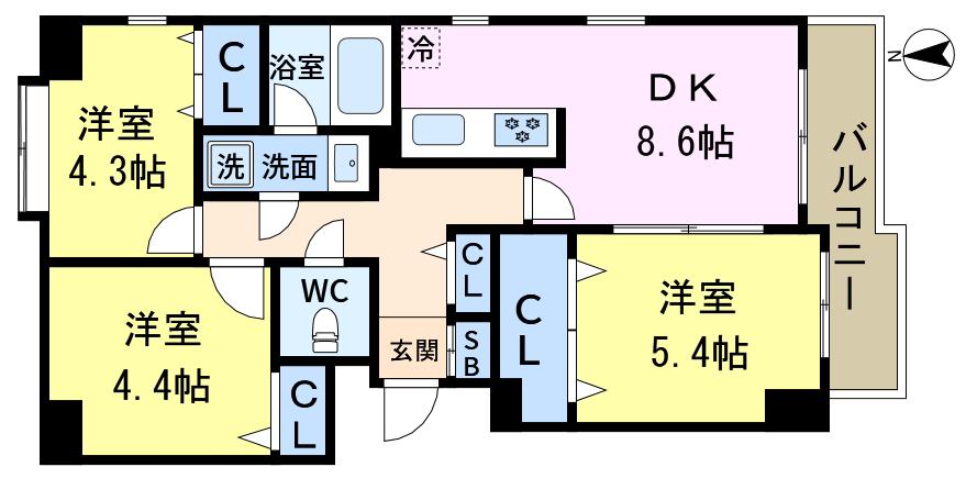 セリオ五番館(3DK/3階)の間取り写真