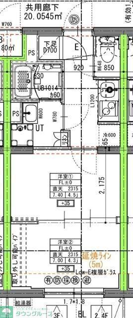 ラヴィエール住吉駅前(2K/4階)の間取り写真