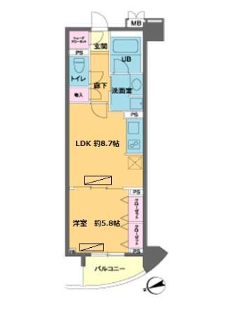 カスタリア池袋(1LDK/5階)の間取り写真