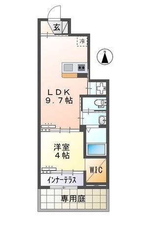 メゾンさくら(1LDK/1階)の間取り写真