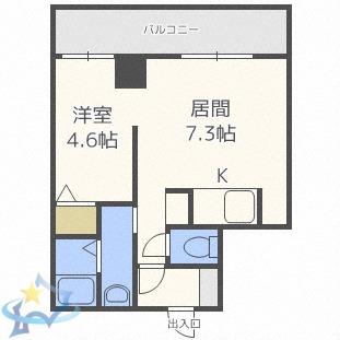 札幌レジデンス近代美術館(1LDK/7階)の間取り写真