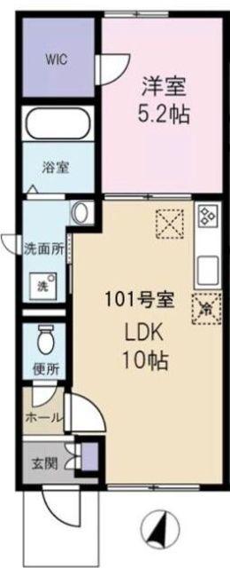 プリムローズ(1LDK/1階)の間取り写真